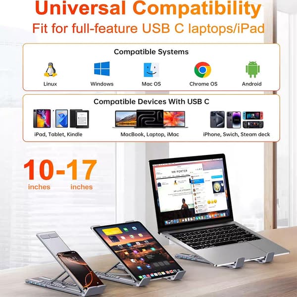 7-i-1 USB-C Docking Station Stand - Udvid din bærbare computers potentiale