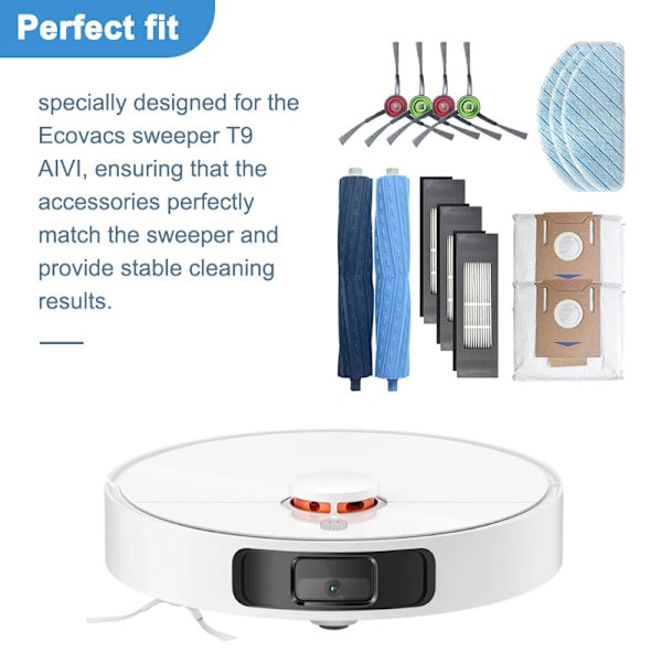 Tilbehør til Ecovacs Deebot T9 AIVI Robotstøvsuger 14-dele