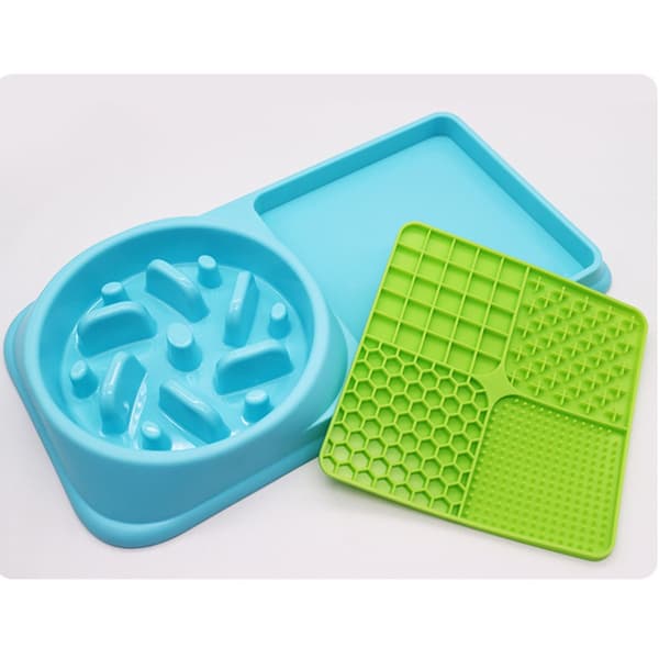 Skridsikker Fodermåtte til Kæledyr - Slow Feeder og Mad Placemat til Hunde og Katte, Kompatibel med Forskellige Fodermærker Blue Blue