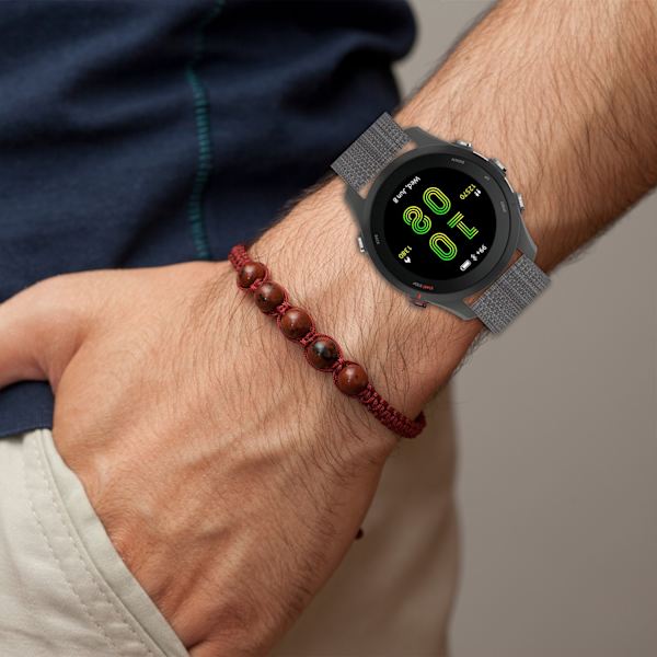 Kellon ranneke nylon Garmin Forerunner 265S/255S/Venu 2S/Vivomove 3S/Vivoactive 4S, Fossil Women's Charter HR/Women's Sp Harmaa 18 mm