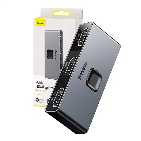 Baseus Matrix Kaksisuuntainen jakaja/jakaja HDMI, 2x1 / 1x2, 4K