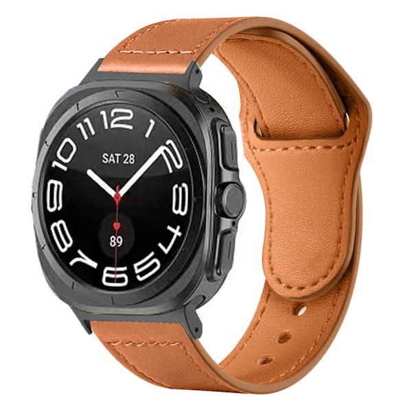 Armband i äkta läder för Samsung Galaxy Watch7 Ultra (47 mm) - Brun