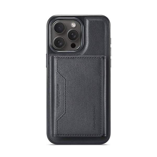 M2 Magnetisk Kortholder Telefon Taske til iPhone 16 Plus - Sort