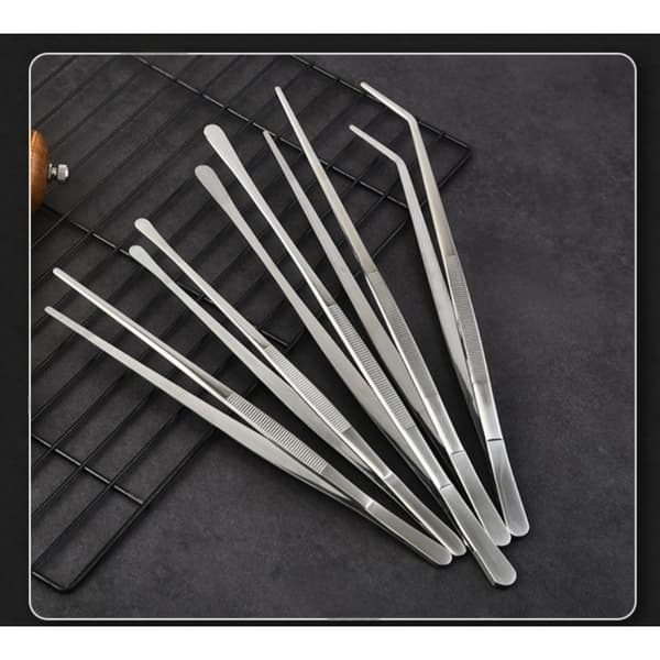 30 cm rustfri stål skridsikre pincet sæt med 2, multifunktionelle griptænger til madlavning og grillning Silver Silver