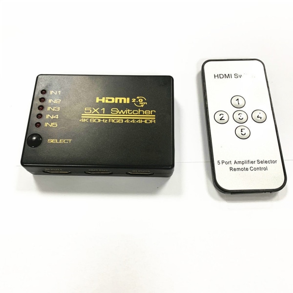 INF HDMI-kytkin 5x1 - 4K / 3D kaukosäätimellä