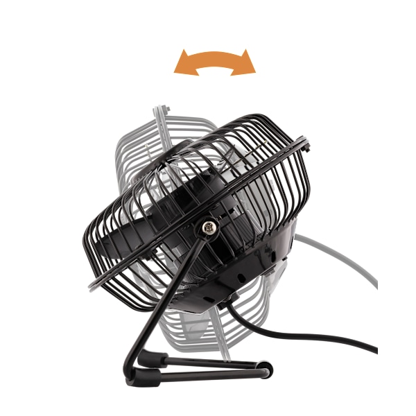USB desktop fan with clock, black