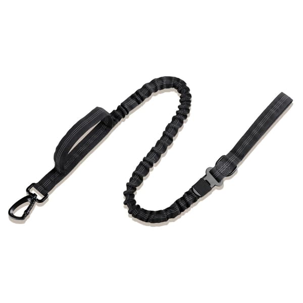 Reflekterende elastisk hundesnor med polstret håndtag, 100-130 cm Black Black