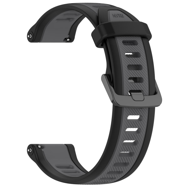 20 mm silikone urrem til Samsung Galaxy Watch 6/5/4, Garmin Forerunner 165 Sort+grå