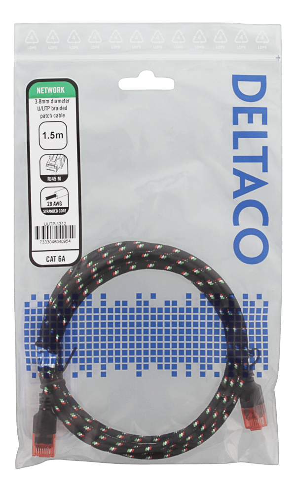 Tough Slim CAT.6A U/UTP Patch Cable 28AWG 3.8mm 1.5m black