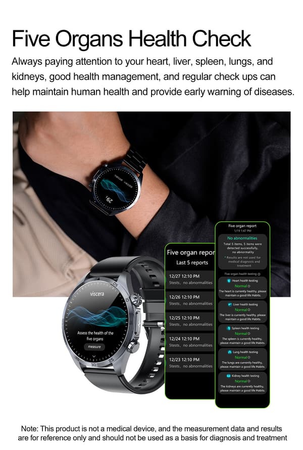 Smartwatch med avancerad hälsoövervakning Black Black