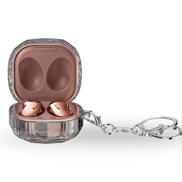 Diamond Pattern Skyddsfodral för Galaxy Buds Live/2/Pro/FE Svart Transparent