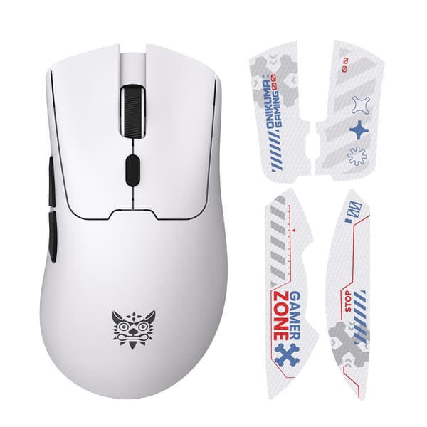Wireless Gaming Mouse D01 - Tri-läge 2.4G/Bluetooth/Kabelanslutning, S205-sensor, upp till 12800 DPI, 6 knappar, ABS White White
