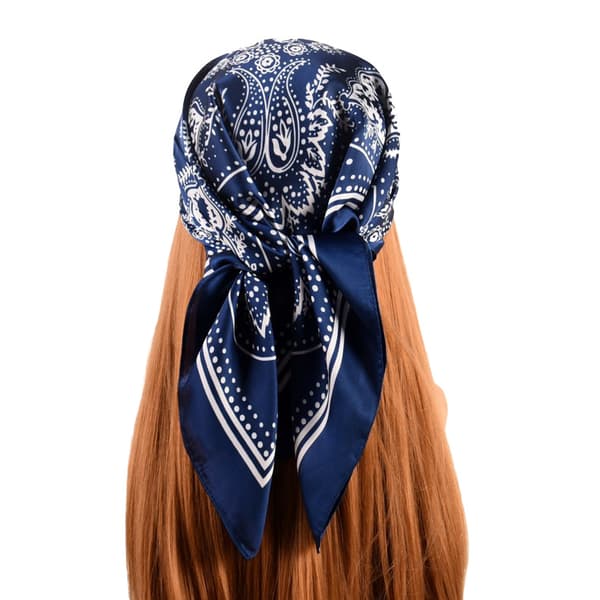 Elegant Paisley Square tørklæde - 70x70cm NavyBlue NavyBlue