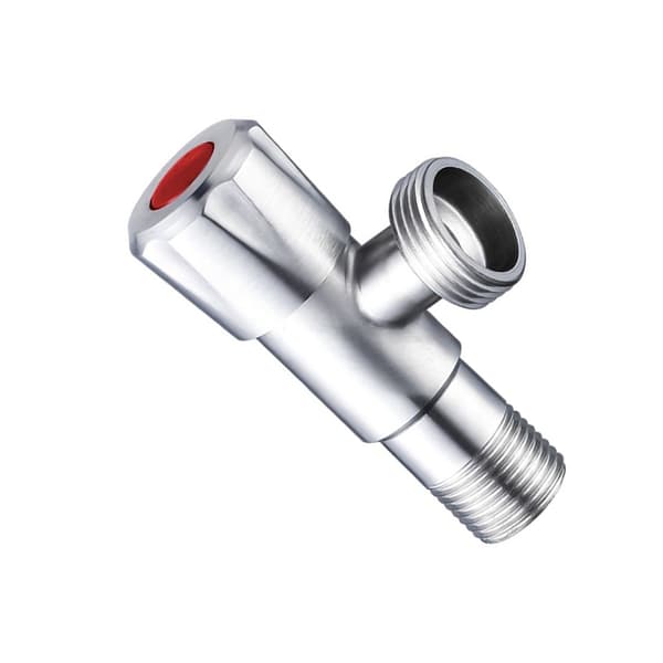 304 Rustfrit Stål Høj Flow Trevejs Vinkelventil - 1/2" Indløb, 3/4" Udløb