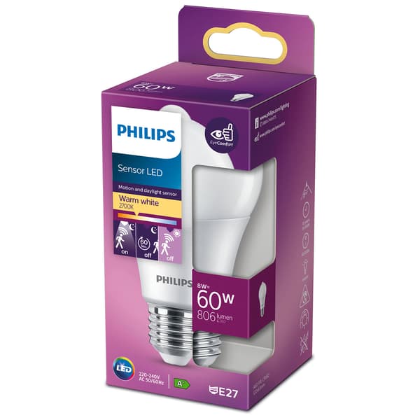 LED E27 Normaali 60 W Liiketunnistin 806lm