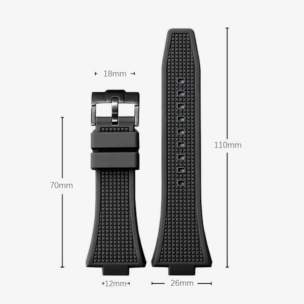 Klockarmband i Silikon för Tissot PRX Series Svart spänne Vit
