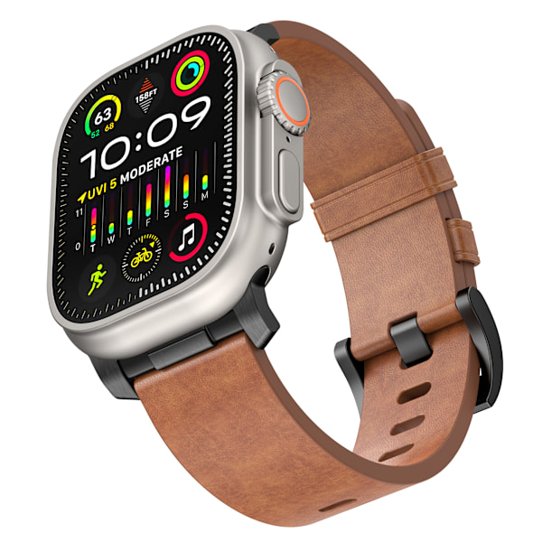 Horween läderarmband för Apple Watch 42/44/46/49 mm - mörkbrun Brun