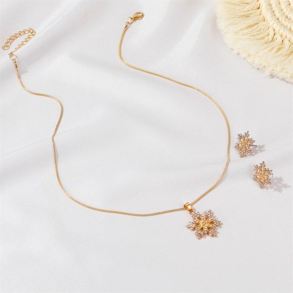 Snowflake Halsband Örhängen Set Guld