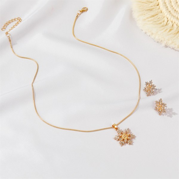 Snowflake Halsband Örhängen Set Guld Guld
