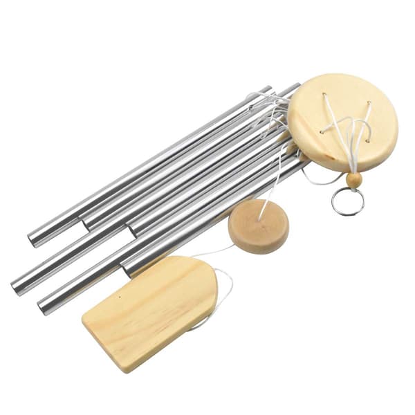 Vindspel med 6 Metallrör Silver Silver