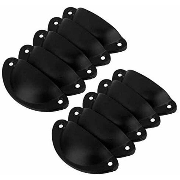 Skålhandtag för Lådor och Dörrar, 10-pack Svart