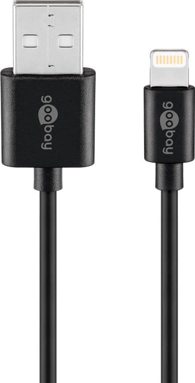 Lightning USB-kaapeli lataamiseen ja synkronointiin, 0,5 m, musta