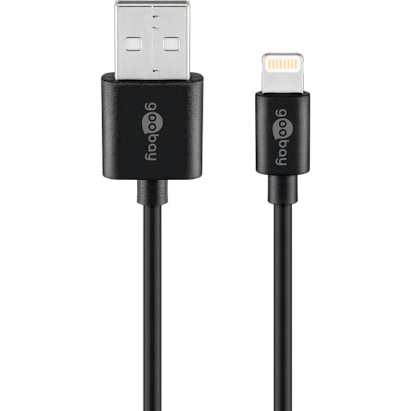 Lightning USB-opladnings- og synkroniseringskabel, 0,5 m, sort