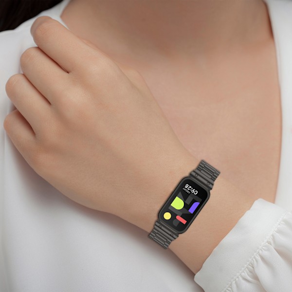Urrem i rustfrit stål til Xiaomi Band 9 Active & Redmi Band 3 Sort