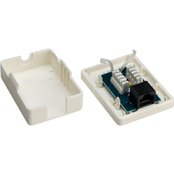 1-port RJ45-kopplingsdosa, CAT 6, UTP, vit
