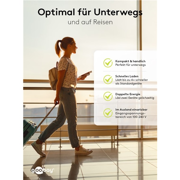 USB-C™ PD dobbelt hurtigoplader (36 W) sort