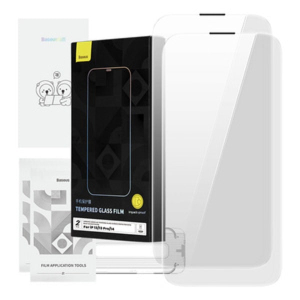 Härdat glas Baseus Corning för iPhone 13/13 Pro/14 med inbyggt dammfilter