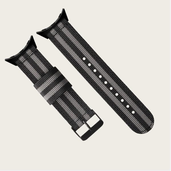 Nylon urrem til Google Pixel Watch 1/2/3 - 41mm Black+Grey Black+Grey