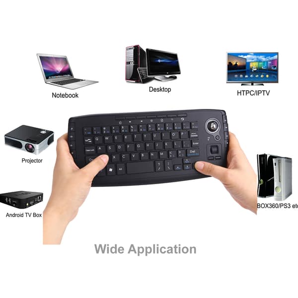 Mini trådløst tastatur med trackball-musekombination