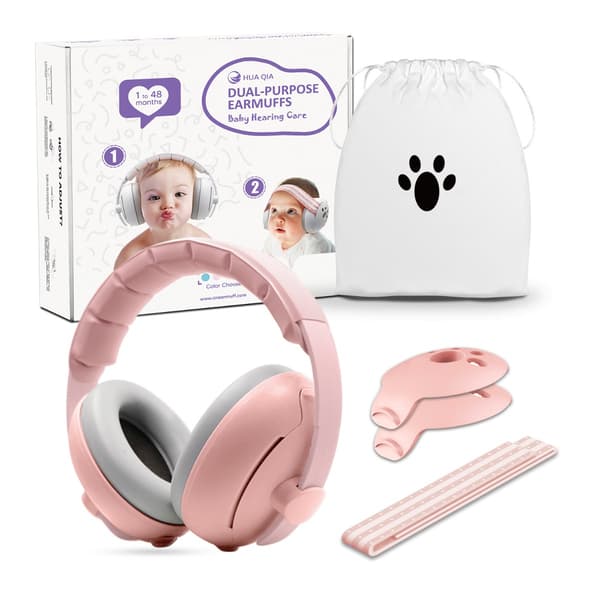 Ljudreducerande hörselkåpor med justerbart huvudband för sömn, flygresor och utomhusbruk Pink Pink