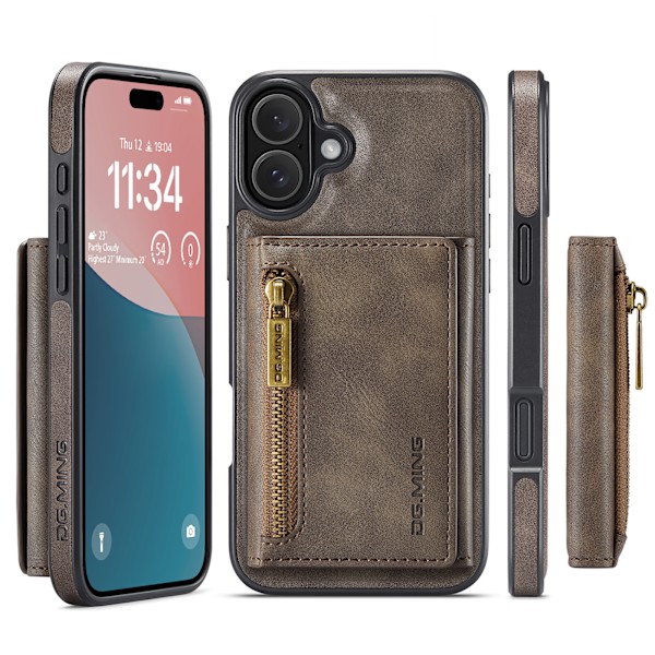 2-in-1 magneettinen lompakkokotelo iPhone 16:lle - kahvinruskea