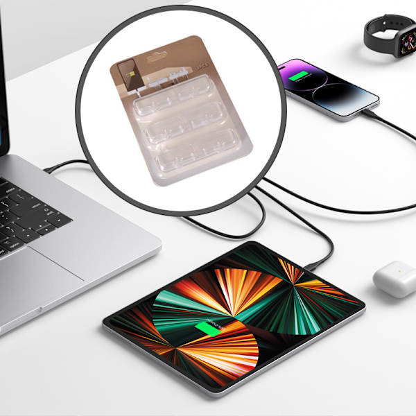 Desktop Cable Organizer Clip Kabelopbevaring USB-kabelopruller Transparent Transparent