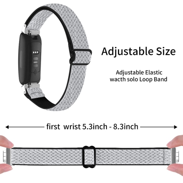 Flätat klockarmband kompatibelt med Fitbit Inspire 1 svart/vit