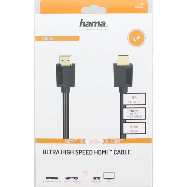 HAMA Kabel HDMI High Speed 8K 48Gbit/s Svart 2.0m