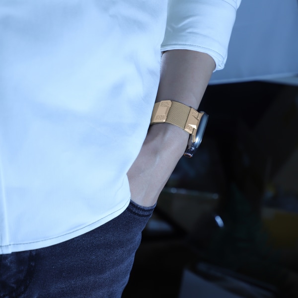 Ruostumattomasta teräksestä valmistettu kellonranneke Apple Watchille 42/44/45/49 mm Ruusukulta