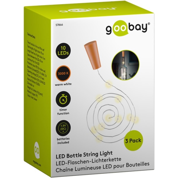 3x ljusslinga till flaskor med 10 LED