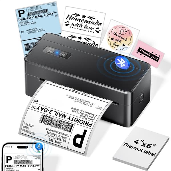 Termisk etiketprinter BT Bluetooth til forsendelse og butik - 108mm effektiv bredde, USB-B, Labelife-app kompatibel, 203dpi 150mm/s
