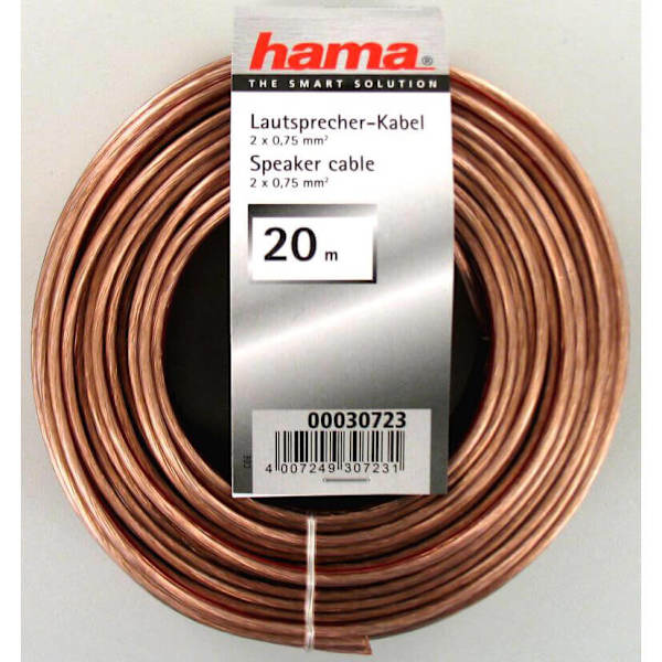 Högtalarkabel 2x0.75mm2 Transparent 20m