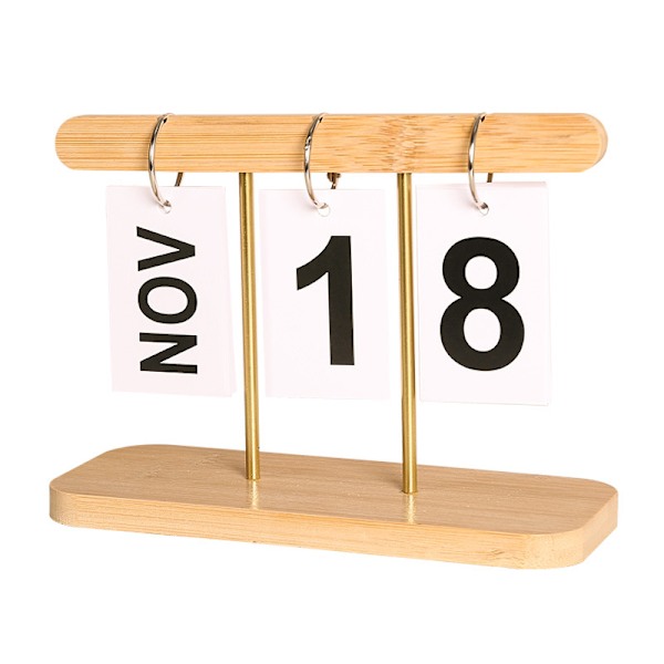 Moderne minimalistisk træornament - Evighedskalender Gul