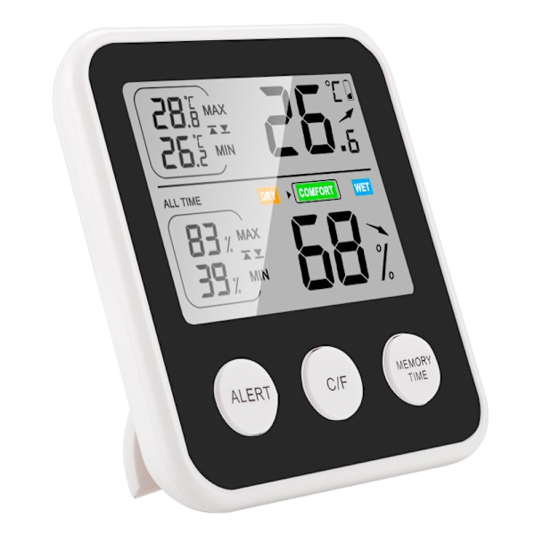 Digital inomhustermometer Hygrometer med komfortindikator - Svart TS-9909-B