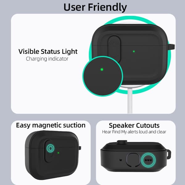 Bluetooth Earphone Protective Case Black kompatibelt med AirPods Pro 3 Magnetic Protective Cover