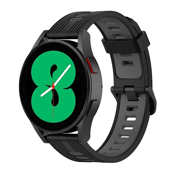 Randigt klockarmband i två färger - 20 mm Svart+grå