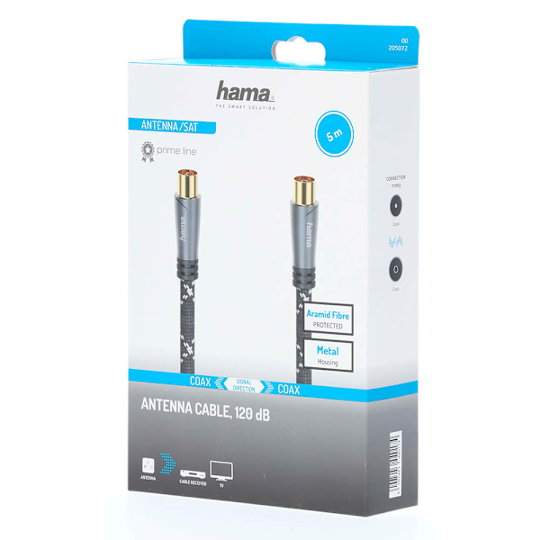HAMA Antennkabel 120dB Svart/Grå 5.0m