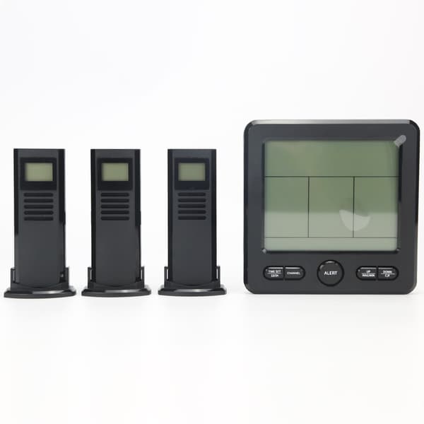 Digital termometer / hygrometer med 3 fjärrsensorer Black Black