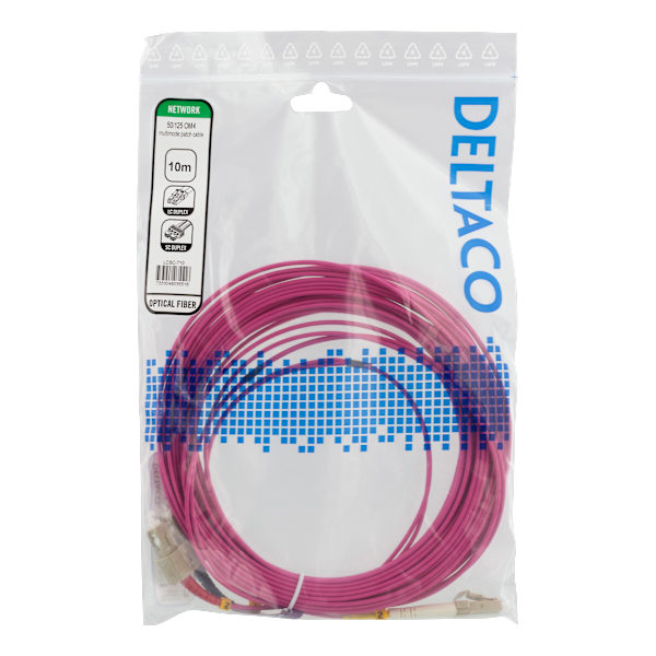 OM4 Fiber cable, LC – SC, duplex, multimode, 50/125, 10m