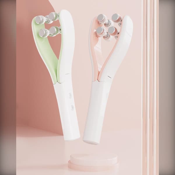 Rolling Pulse Ansiktsmassager: EMS Microström & Högfrekvent Vibration för V-Ansiktslyft & Hudåtstramning Green Green